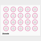 Bubblegum Roze Hart & Stippen Moppig Meisjesachtig Ronde Sticker (Vel)