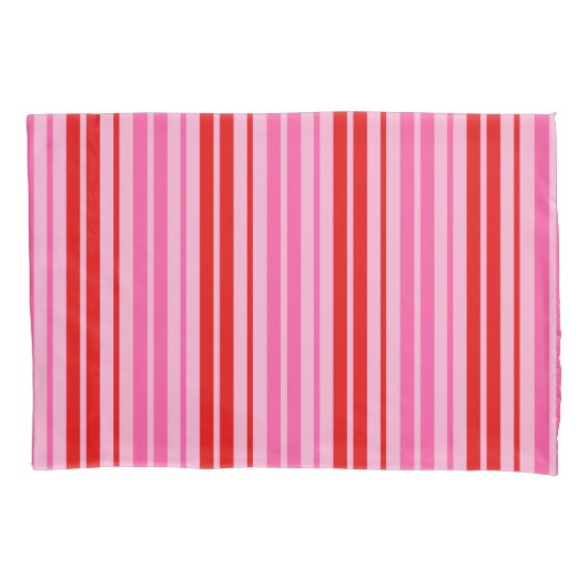 Bubblegum Roze Rood Verticale Strepen Design Kussensloop (Voorkant)