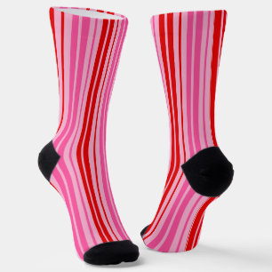 Bubblegum Roze Rood Verticale Strepen Design Sokken