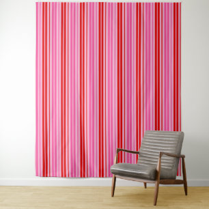 Bubblegum Roze Rood Verticale Strepen Design Wandkleed