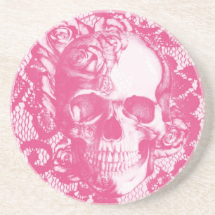 Bubblegum Roze roze schedel op de plaats Zandsteen Onderzetter