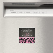 Bubblegum Roze & Zwart Zebra Strepen Save the Date Magneet (Insitu (Vaatwasser))