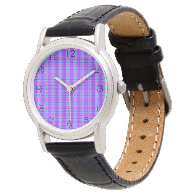 Bubblegum Tartan Print, Horloge (Gekanteld)