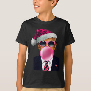 Bubblegum Trump Blaast Bubble Kauwgom Kerst Roze T-shirt