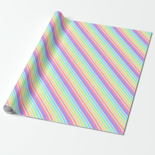 Bubblegumregenboog en witte strepen cadeaupapier