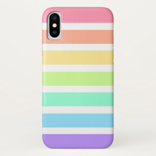 Bubblegumregenboog en witte strepen iPhone x hoesje
