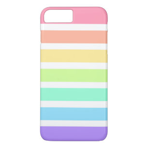 Bubblegumregenboog en witte strepen iPhone 8 plus / 7 plus hoesje