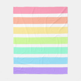 Bubblegumregenboog en witte strepen fleece deken