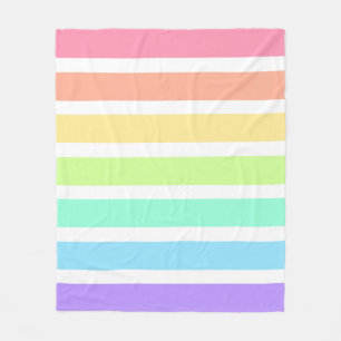 Bubblegumregenboog en witte strepen fleece deken
