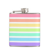 Bubblegumregenboog en witte strepen heupfles (Voorkant)