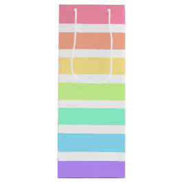 Bubblegumregenboog en witte strepen wijn cadeautas