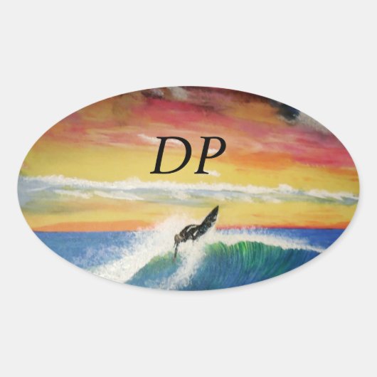 Bubblepacific bumper stickers, DP dakdekker surfer Ovale Sticker (Voorkant)