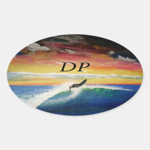 Bubblepacific bumper stickers, DP dakdekker surfer Ovale Sticker