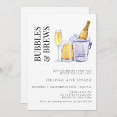 Bubbles and Brews Engagement Party Invitation (Devant / Derrière)