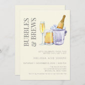 Bubbles and Brews Engagement Party Invitation (Devant / Derrière)