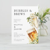 Bubbles and Brews Engagement Party Kaart (Staand voorkant)
