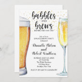 Bubbles and Brews Engagement Party Kaart (Voorkant / Achterkant)