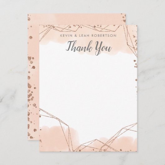 Bubbles and Brews Roos Gold Glitter Hartelijk dank Bedankkaart (Voorkant / Achterkant)