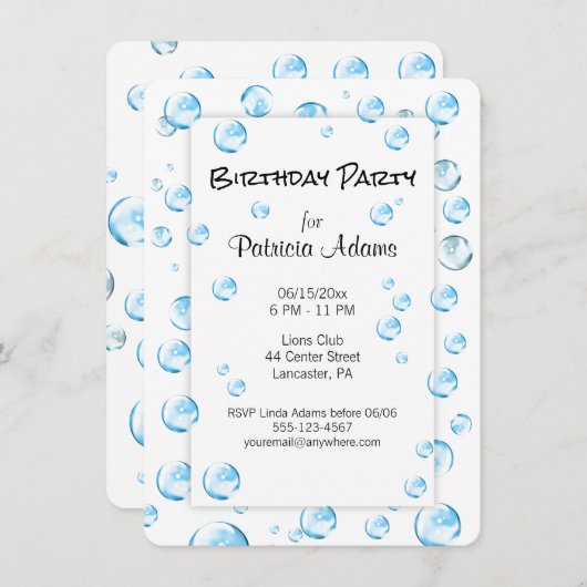 Bubbles Anniversaire Fun Invitation (Devant / Derrière)