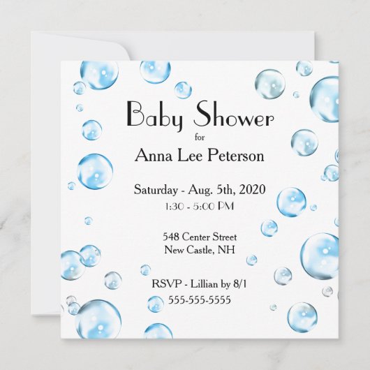 Bubbles Baby shower Uitnodiging (Voorkant)