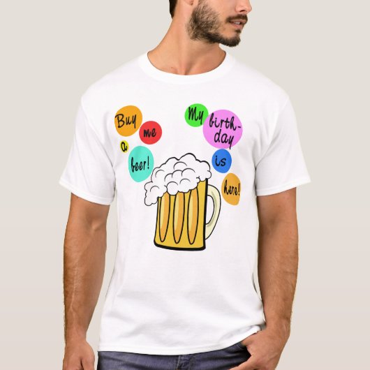 Bubbles Birthday Tshirt met kleur (Voorkant)