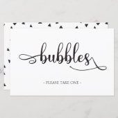 "Bubbles" Black White Minimalist Weddenschap (Voorkant / Achterkant)