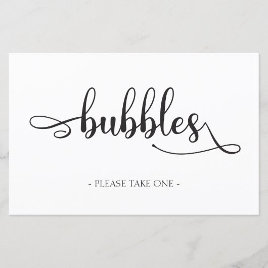 "Bubbles" Black White Minimalist Weddenschap (Voorkant)
