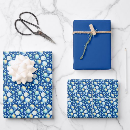 Bubbles (blauw, groen & geel) inpakpapier vel (Voorkant)