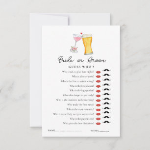 Bubbles & Brew 'Raad wie' Bruidsspel  Kaart