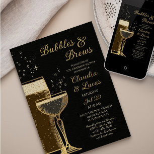 Bubbles Brews Couples Wedding shower Invitation