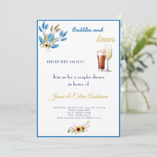 Bubbles & Brews Couples Wedding shower Invitation (Debout devant)