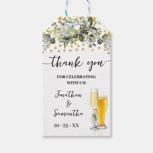 Bubbles & Brews Eucalyptus Goud Dank u voor uw ple Cadeaulabel (Voorkant)