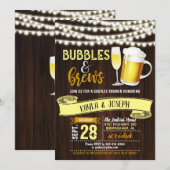 Bubbles & Brews Koppels Bruiloft Uitnodiging (Voorkant / Achterkant)
