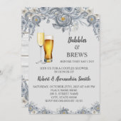 Bubbles & Brews-paren bruiloft Shower Gray Floral Kaart (Voorkant / Achterkant)