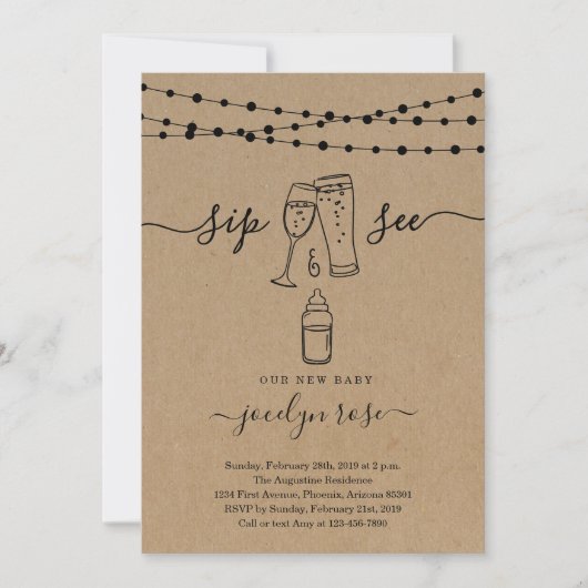 Bubbles & Brews Sip & See Kaart (Voorkant)