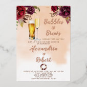 Bubbles & Brews stellen Roos voor weduwschap Gold Folie Uitnodiging (Voorkant)