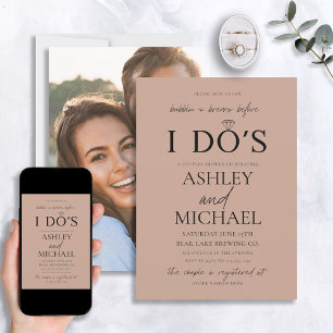 Bubbles & Brouwt Blush Eenvoudig Script Fotodouche Kaart