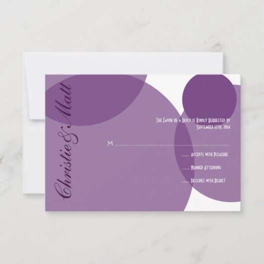 Bubbles Champagne violet Mariage moderne RSVP (Devant)
