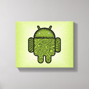 Bubbles Doodle Character voor de Android™-robot Canvas Afdruk