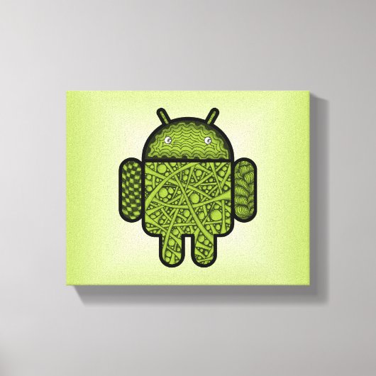 Bubbles Doodle Character voor de Android™-robot Canvas Afdruk (Voorkant)