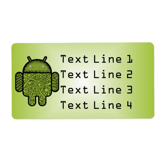 Bubbles Doodle Character voor de Android™-robot Etiket (Voorkant)