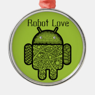 Bubbles Doodle Character voor de Android™-robot Metalen Ornament