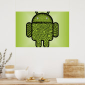 Bubbles Doodle Character voor de Android™-robot Poster (Keuken)