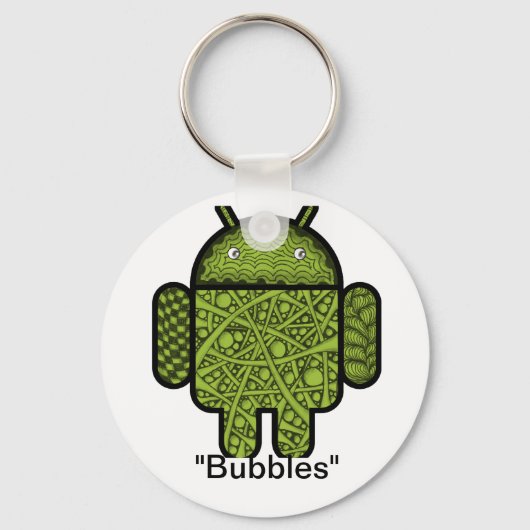 Bubbles Doodle Character voor de Android™-robot Sleutelhanger (Voorkant)