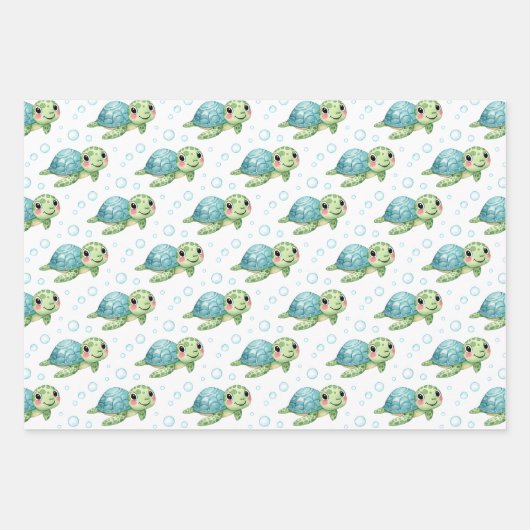 Bubbles & Fins Children's Birthday Inpakpapier Vel (Voorkant 3)