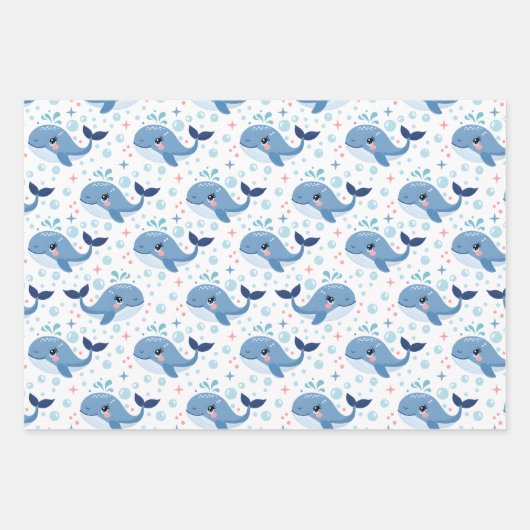 Bubbles & Fins Children's Birthday Inpakpapier Vel (Voorkant)