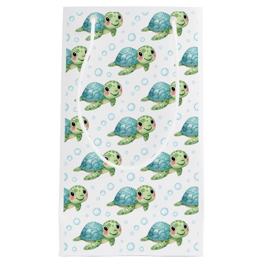 Bubbles & Fins Children's Birthday Turtle Klein Cadeauzakje (Voorkant)