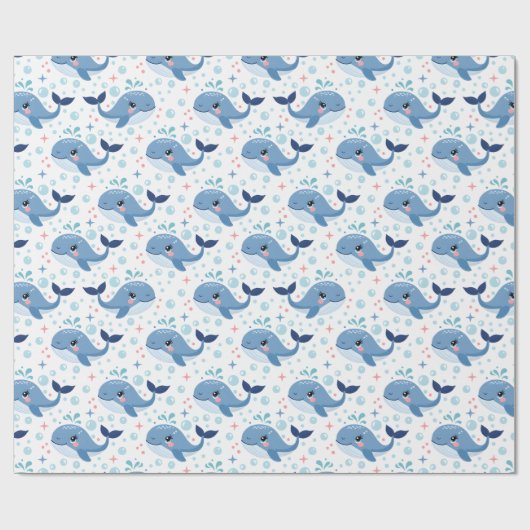 Bubbles & Fins Children's Birthday Whale Cadeaupapier (Vlak)