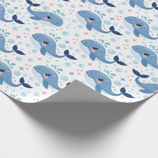 Bubbles & Fins Children's Birthday Whale Cadeaupapier (Hoek)