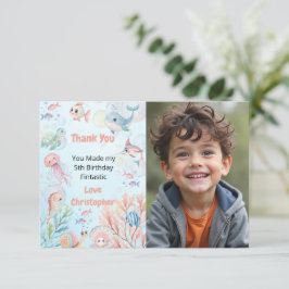 Bubbles & Fins Kinderverjaardag Bedankkaart